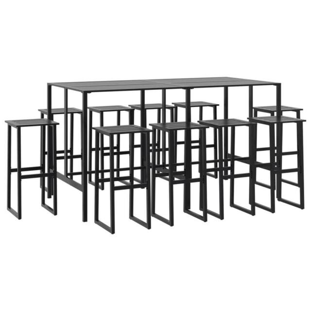 Berkfield Home 11 Piece Garden Bar Set Black Powder-coated Steel - image 1