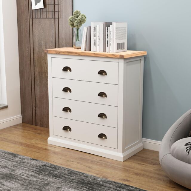 Cabinet Bits Cosenza 4 Drawer Chest of Drawers Brass Cup Handle in Off-White - image 1