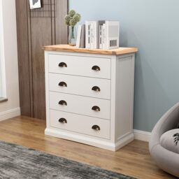 Cabinet Bits Cosenza 4 Drawer Chest of Drawers Brass Cup Handle in Off-White - thumbnail 1