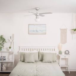 "ValueLights Mirage 42"" 4 Blade Chrome & Black Ceiling Light Fan with Remote in Silver" - thumbnail 2