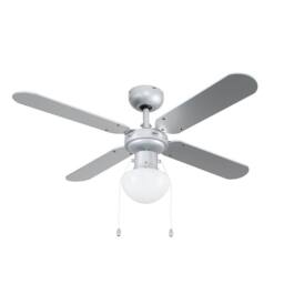 "ValueLights Mirage 42"" 4 Blade Chrome & Black Ceiling Light Fan with Remote in Silver" - thumbnail 3