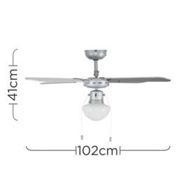 "ValueLights Mirage 42"" 4 Blade Chrome & Black Ceiling Light Fan with Remote in Silver" - thumbnail 6