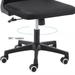 VOGREX Mesh Office Chair 360° Swivel Lift Computer Desk Adjustable Height in Black - thumbnail 6