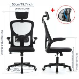 VOGREX Mesh Office Chair 360° Swivel Lift Computer Desk Adjustable Height in Black - thumbnail 2