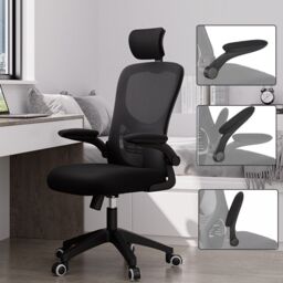 VOGREX Mesh Office Chair 360° Swivel Lift Computer Desk Adjustable Height in Black - thumbnail 7