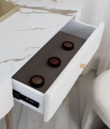 CARME HOME Romy Ivory Bouclé & Corduroy Dressing Table with Hattie Bouclé Stool - thumbnail 3