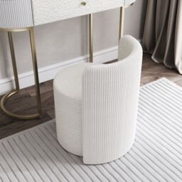 CARME HOME Romy Ivory Bouclé & Corduroy Dressing Table with Hattie Bouclé Stool - thumbnail 4
