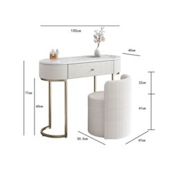 CARME HOME Romy Ivory Bouclé & Corduroy Dressing Table with Hattie Bouclé Stool - thumbnail 6
