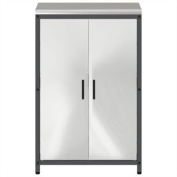 Berkfield Home Kitchen Storage Cabinet with Shelf with Storage with Door Silver Stainless steel - thumbnail 6