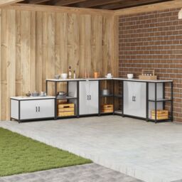 Berkfield Home Kitchen Storage Cabinet with Shelf with Storage with Door Silver Stainless steel