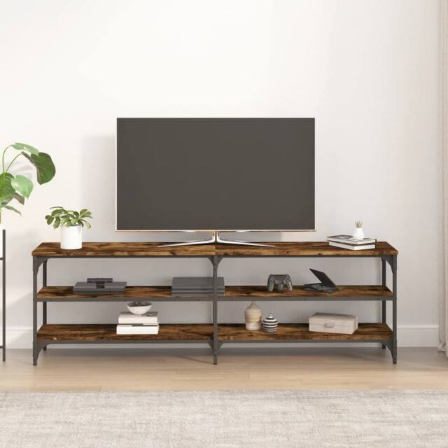 Berkfield Home TV Cabinet Smoked Oak 160x30x50 cm Engineered Wood in Brown - Size: 160 x 30 x 50 cm - image 1