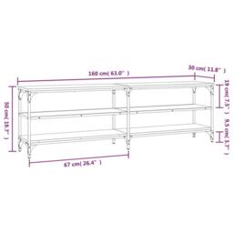 Berkfield Home TV Cabinet Smoked Oak 160x30x50 cm Engineered Wood in Brown - Size: 160 x 30 x 50 cm - thumbnail 9