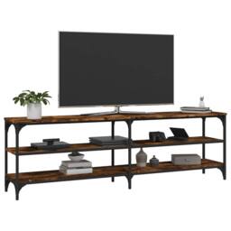 Berkfield Home TV Cabinet Smoked Oak 160x30x50 cm Engineered Wood in Brown - Size: 160 x 30 x 50 cm - thumbnail 4