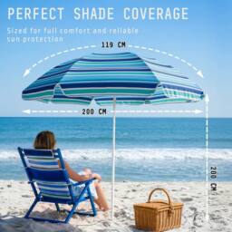 Voyager 2 Meters Beach Umbrella with Bag - Outdoor Garden Parasol, Waterproof in Blue - thumbnail 3