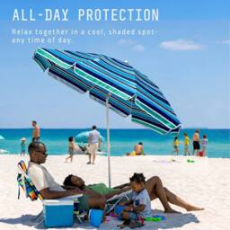 Voyager 2 Meters Beach Umbrella with Bag - Outdoor Garden Parasol, Waterproof in Blue - thumbnail 2