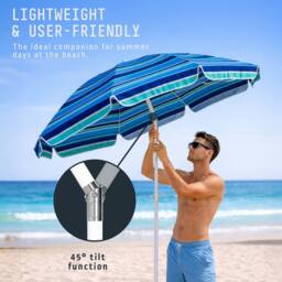 Voyager 2 Meters Beach Umbrella with Bag - Outdoor Garden Parasol, Waterproof in Blue - thumbnail 6