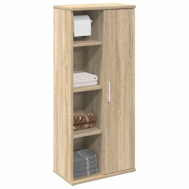 Berkfield Home Bathroom Cabinet with Roll Holder Sonoma Oak 39x22x90 cm in Brown - Size: 39 x 22 x 90 cm - image 1