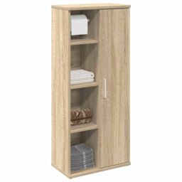 Berkfield Home Bathroom Cabinet with Roll Holder Sonoma Oak 39x22x90 cm in Brown - Size: 39 x 22 x 90 cm