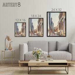 "Artery8 Gondola Moorings on the Grand Canal Sargent Framed Canvas Wall Art - Size: W12"" x H16""" - thumbnail 4