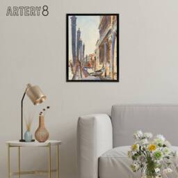 "Artery8 Gondola Moorings on the Grand Canal Sargent Framed Canvas Wall Art - Size: W12"" x H16""" - thumbnail 3