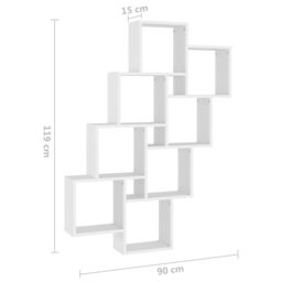 Berkfield Home Wall Cube Shelf White 90x15x119 cm Engineered Wood - Size: 90 x 15 x 119 cm - thumbnail 6