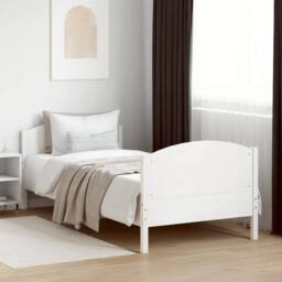Berkfield Home Beautiful Bed Frame without Mattress White 100x200 cm Solid Wood Pine - thumbnail 2