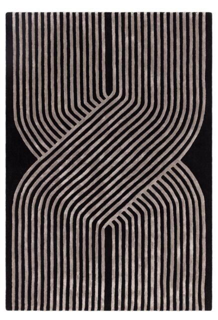 The Rug Shop UK Black Handmade Modern Easy to clean Striped Area Rug - Size: 200 cm x 300 cm - image 1