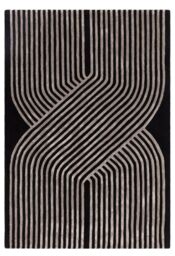 The Rug Shop UK Black Handmade Modern Easy to clean Striped Area Rug - Size: 200 cm x 300 cm