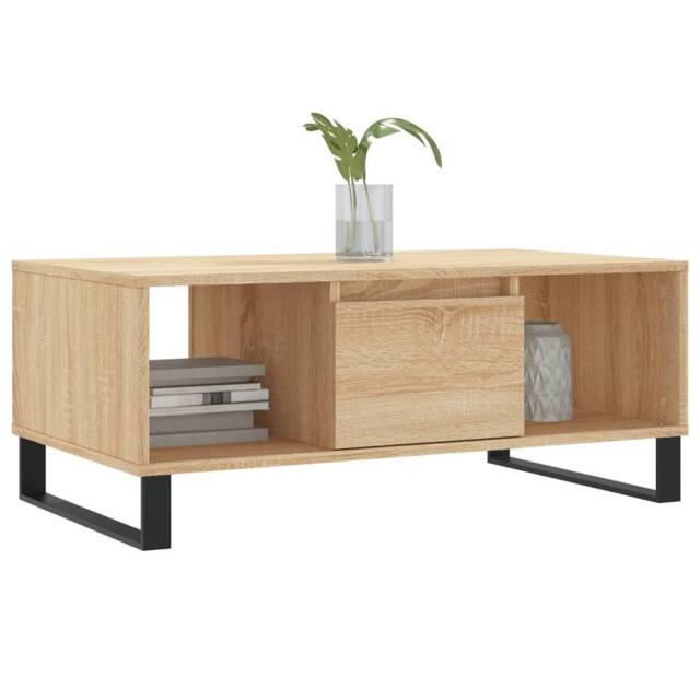 Berkfield Home Modern Coffee Table Sonoma Oak 90x50x36.5 cm Engineered Wood in Light Tan - image 1