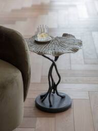 The Libra Company Lily Pad Leaf Side Table - Aluminium/Granite - L40 x W40 x H45 cm in Black - thumbnail 6