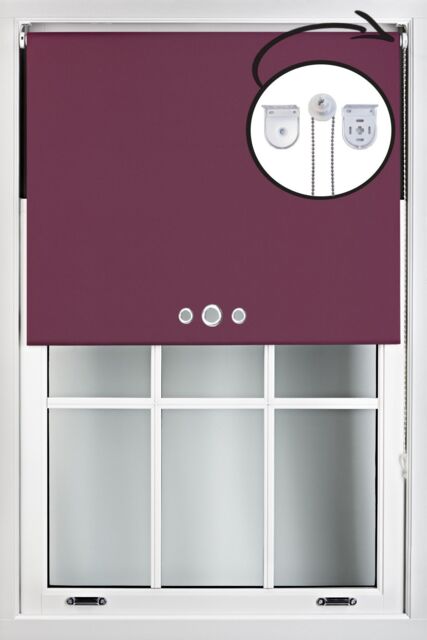 Furnished Aubergine Blackout Roller Blinds with Triple Round Eyelets & Metal Fittings - Size: 45 cm width x 210 cm drop - image 1