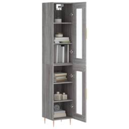 Berkfield Home Highboard Grey Sonoma 34.5x34x180 cm Engineered Wood - thumbnail 3