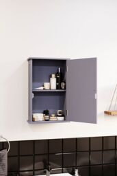 Home Discount Bath Vida Priano 1 Door Mirrored Wall Cabinet With Shelf Storage Bathroom Furniture 530 x 340 x 150 mm in Dark Grey - thumbnail 3