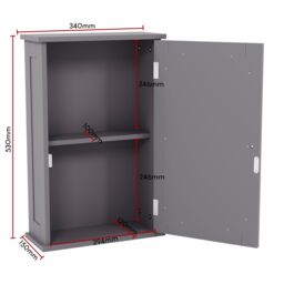 Home Discount Bath Vida Priano 1 Door Mirrored Wall Cabinet With Shelf Storage Bathroom Furniture 530 x 340 x 150 mm in Dark Grey - thumbnail 2