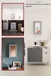 Home Discount Bath Vida Priano 1 Door Mirrored Wall Cabinet With Shelf Storage Bathroom Furniture 530 x 340 x 150 mm in Dark Grey - thumbnail 6