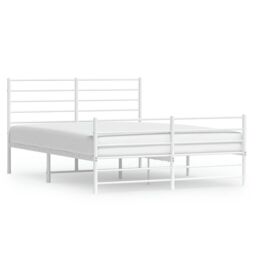 Berkfield Home Metal Bed Frame with Headboard & Footboard White 140x190 cm - thumbnail 2