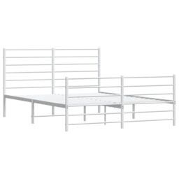 Berkfield Home Metal Bed Frame with Headboard & Footboard White 140x190 cm - thumbnail 5