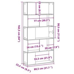 Berkfield Home Decorative Bookcase 5-Tier White 80.5x23.5x162.5 cm Engineered Wood - thumbnail 8