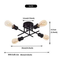Garwarm 4-Light Industrial Semi Flush Mount Ceiling Light Modern Sputnik Ceiling Light in Black - thumbnail 2
