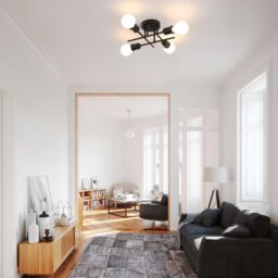 Garwarm 4-Light Industrial Semi Flush Mount Ceiling Light Modern Sputnik Ceiling Light in Black - thumbnail 5