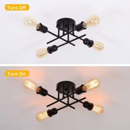 Garwarm 4-Light Industrial Semi Flush Mount Ceiling Light Modern Sputnik Ceiling Light in Black - thumbnail 3