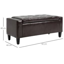 Wyld Haus Rira Brown Faux Leather Storage Ottoman Bench with Diamond Tufted Seat - thumbnail 4