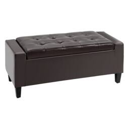 Wyld Haus Rira Brown Faux Leather Storage Ottoman Bench with Diamond Tufted Seat - thumbnail 2