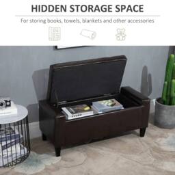 Wyld Haus Rira Brown Faux Leather Storage Ottoman Bench with Diamond Tufted Seat - thumbnail 5