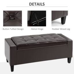 Wyld Haus Rira Brown Faux Leather Storage Ottoman Bench with Diamond Tufted Seat - thumbnail 6