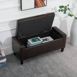 Wyld Haus Rira Brown Faux Leather Storage Ottoman Bench with Diamond Tufted Seat - thumbnail 8
