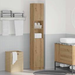 Berkfield Home Bathroom Cabinet Artisan Oak 32x25.5x190 cm Engineered Wood in Brown - thumbnail 1