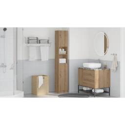 Berkfield Home Bathroom Cabinet Artisan Oak 32x25.5x190 cm Engineered Wood in Brown - thumbnail 3