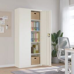 Berkfield Home File Cabinet White 90x40x200 cm Steel - Size: 90 x 40 x 200 cm - thumbnail 1