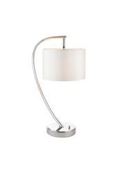 Netlighting Josephine 1 Light Table Lamp Bright Nickel Vintage White Faux Silk E14 in Grey - thumbnail 1
